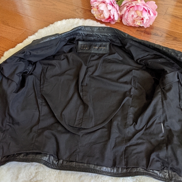 Zara women's studded leather biker jacket small medium black - Picture 10 of 15
